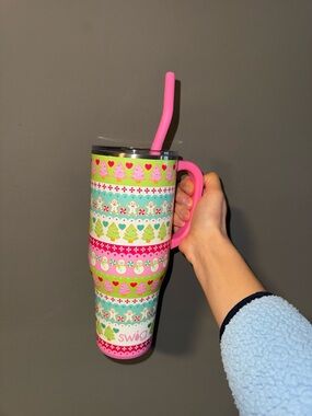 Swig Holiday Pattern Tumbler - Pink & Mint